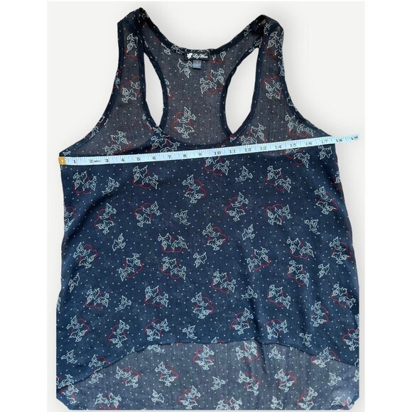 Lily White Retro Sheer Love Bird High Low Racerback Sleeveless Tunic. Medium. - Picture 4 of 6